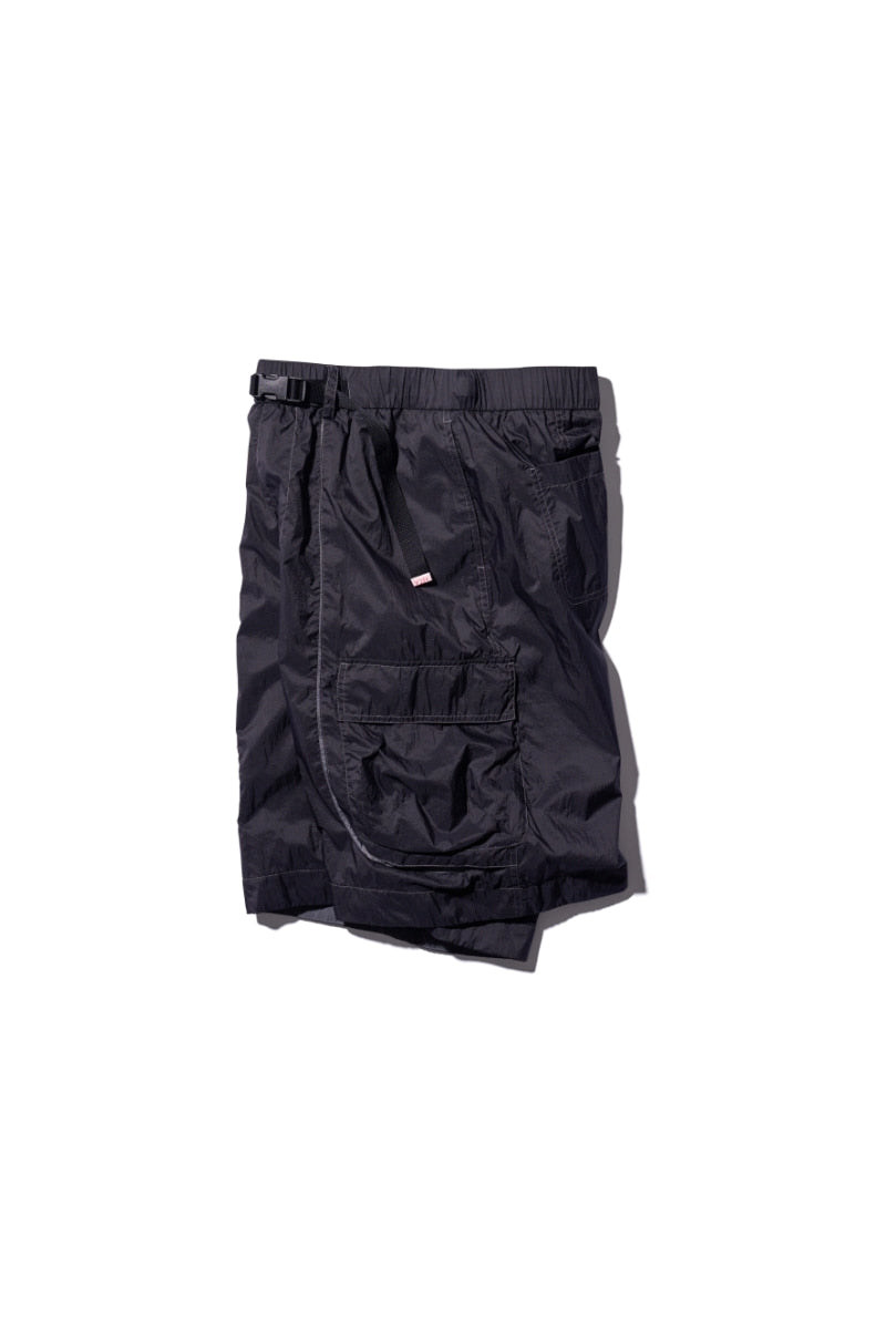 STITCHED CARGO NYLON SHORTS-CHARCOAL