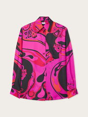 Orchidee print silk shirt