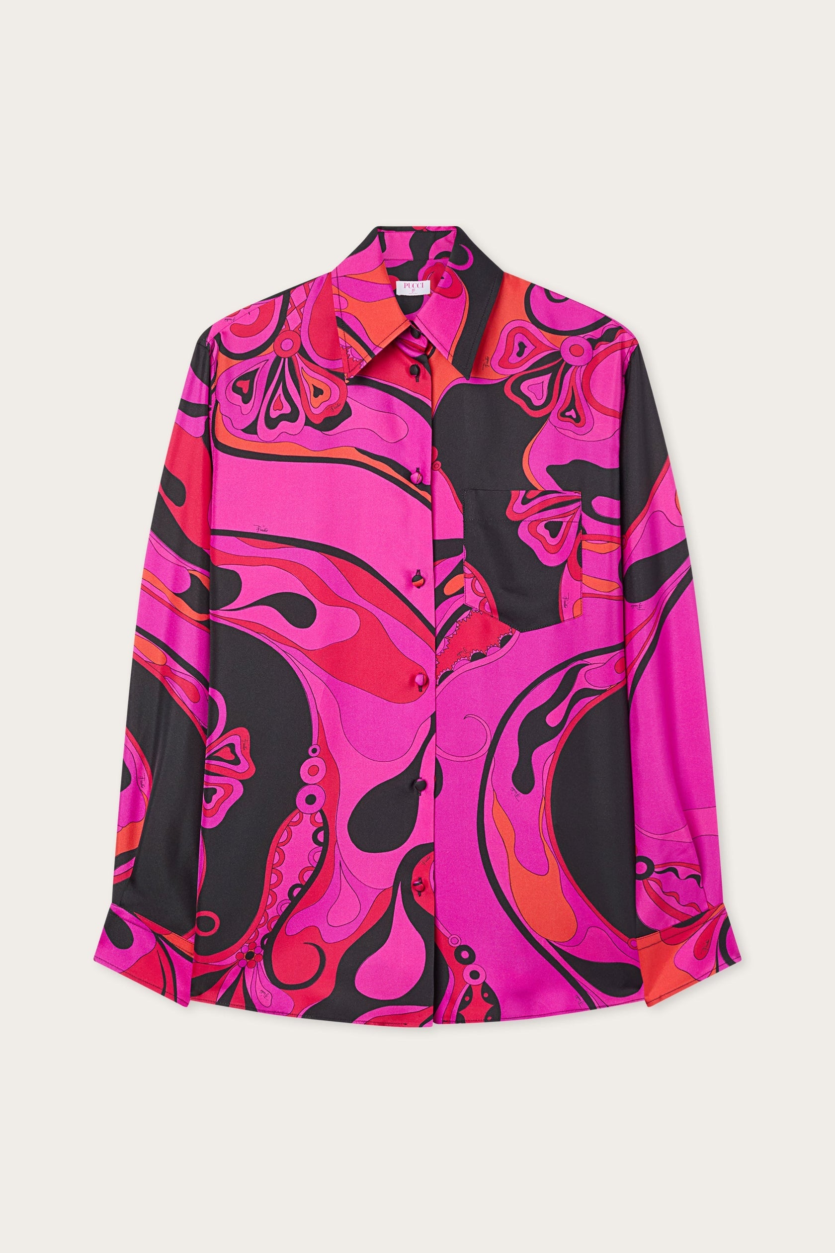 Orchidee print silk shirt