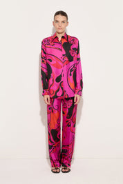 Orchidee print silk shirt