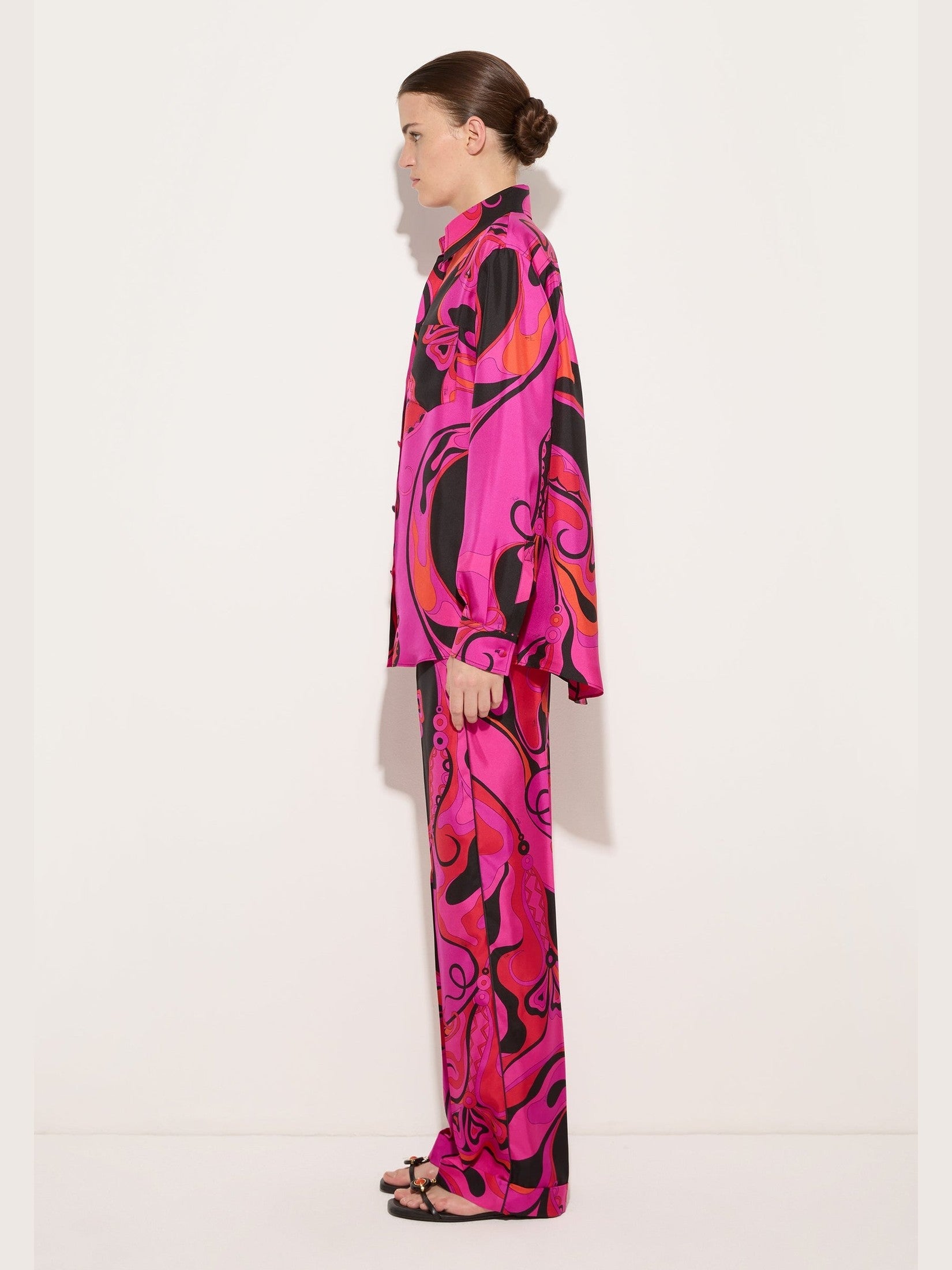 Orchidee print silk shirt