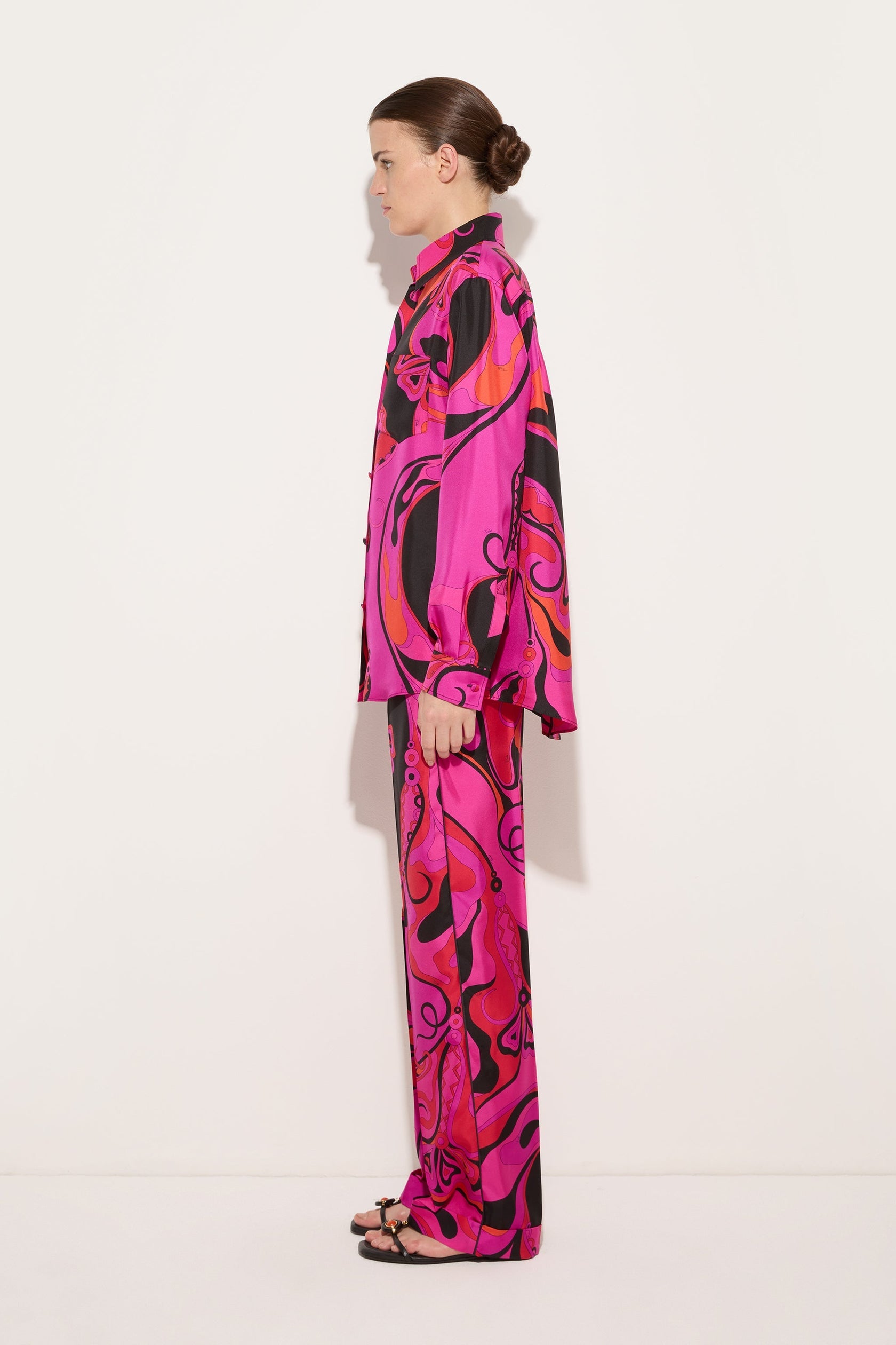 Orchidee print silk shirt