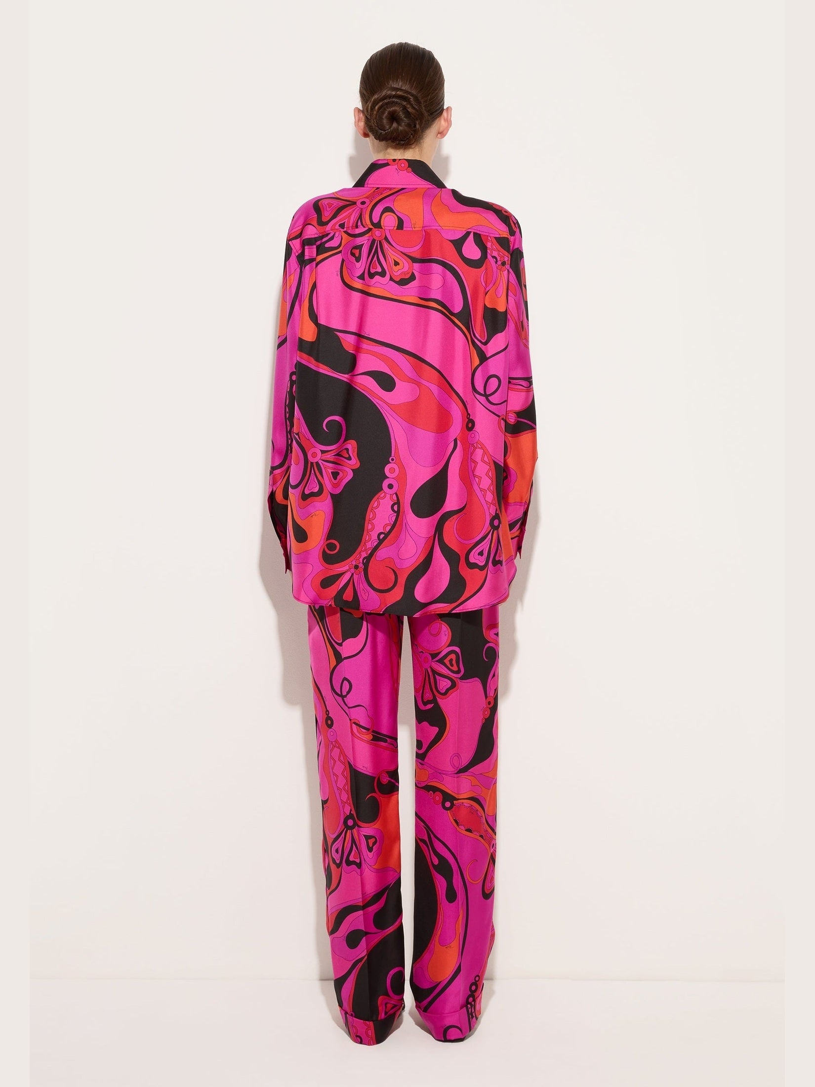 Orchidee print silk shirt
