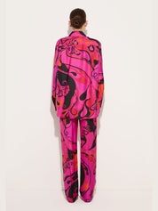 Orchidee print silk shirt