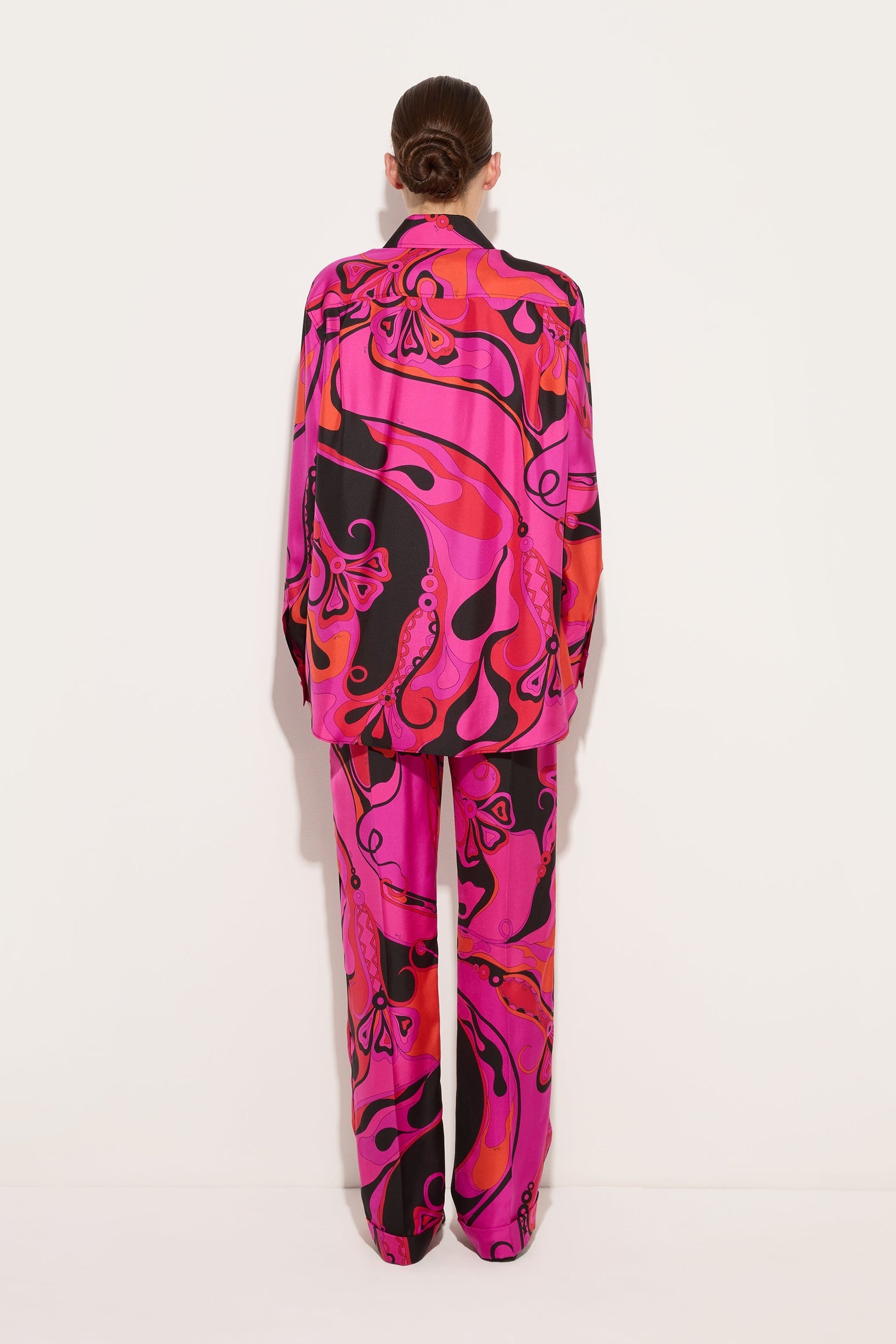Orchidee print silk shirt