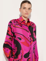 Orchidee print silk shirt