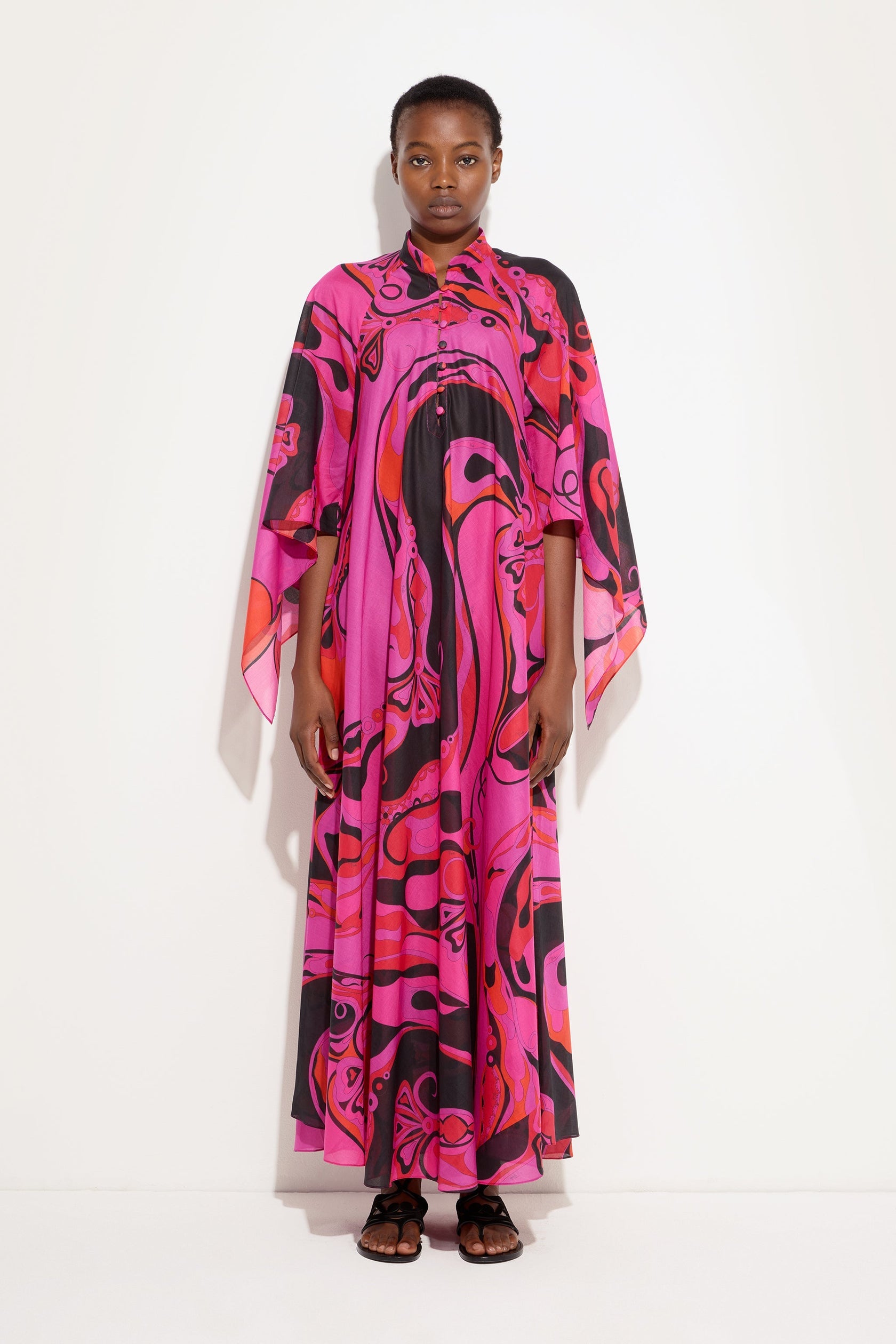Orchidee print cotton kaftan