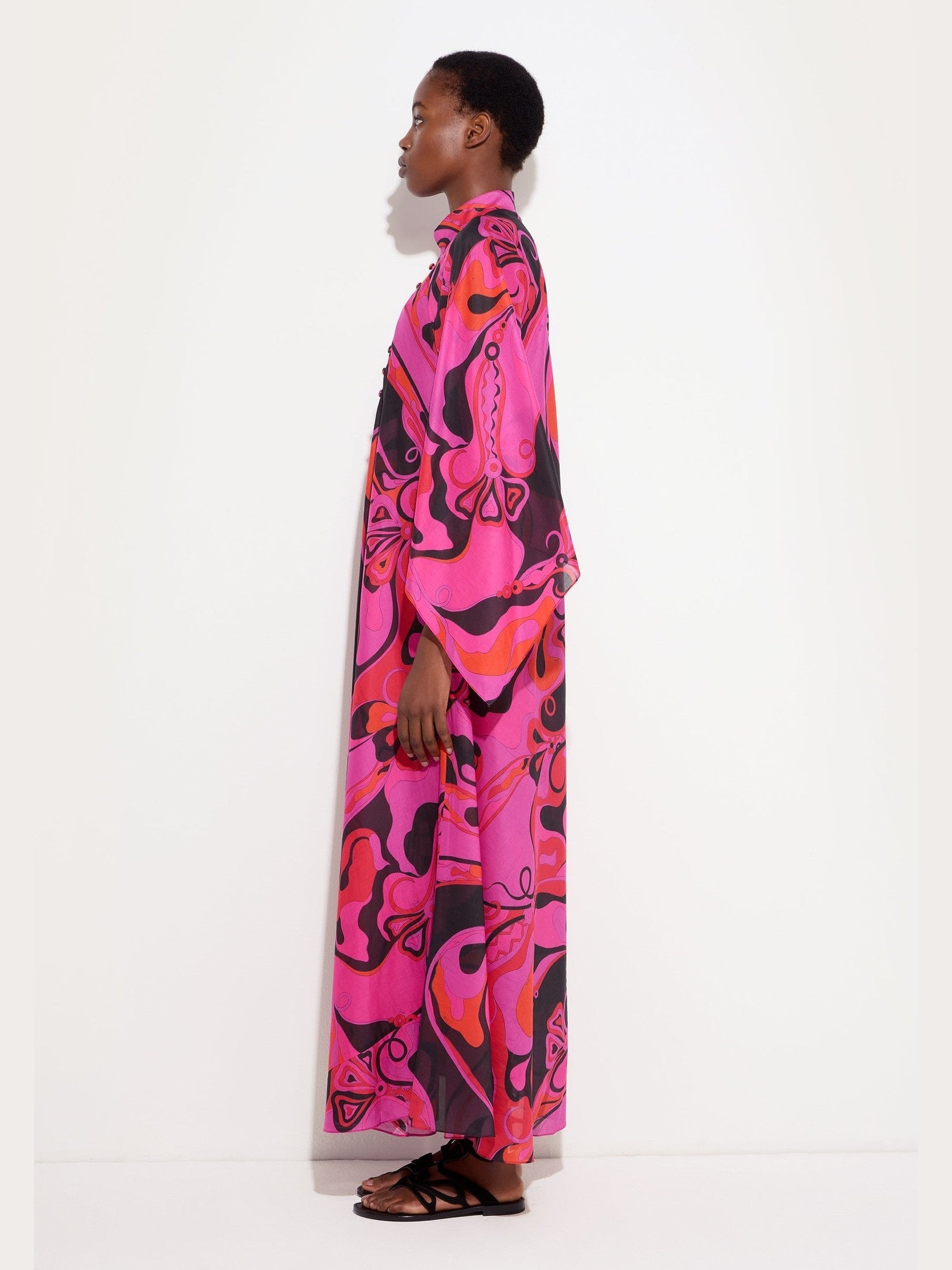Orchidee print cotton kaftan
