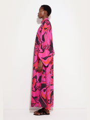 Orchidee print cotton kaftan