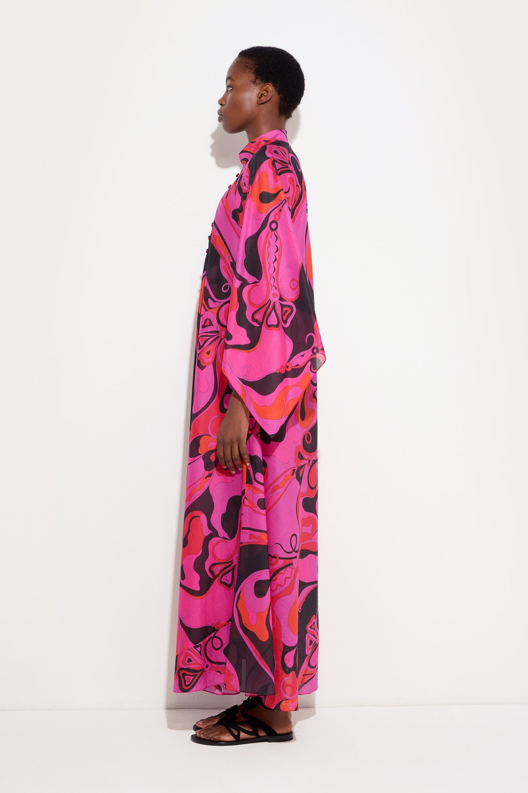 Orchidee print cotton kaftan