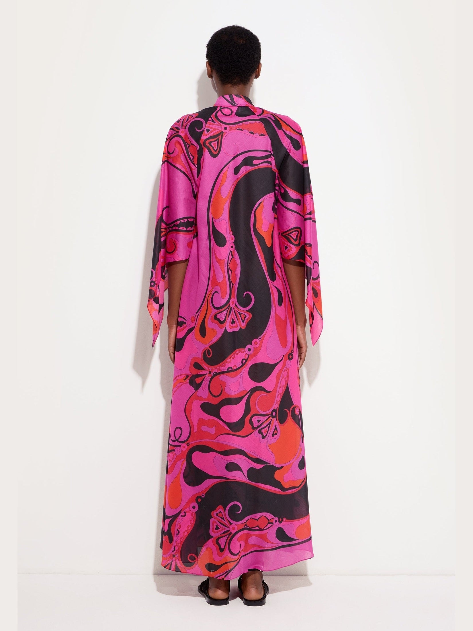 Orchidee print cotton kaftan