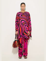 Marmo print silk kaftan