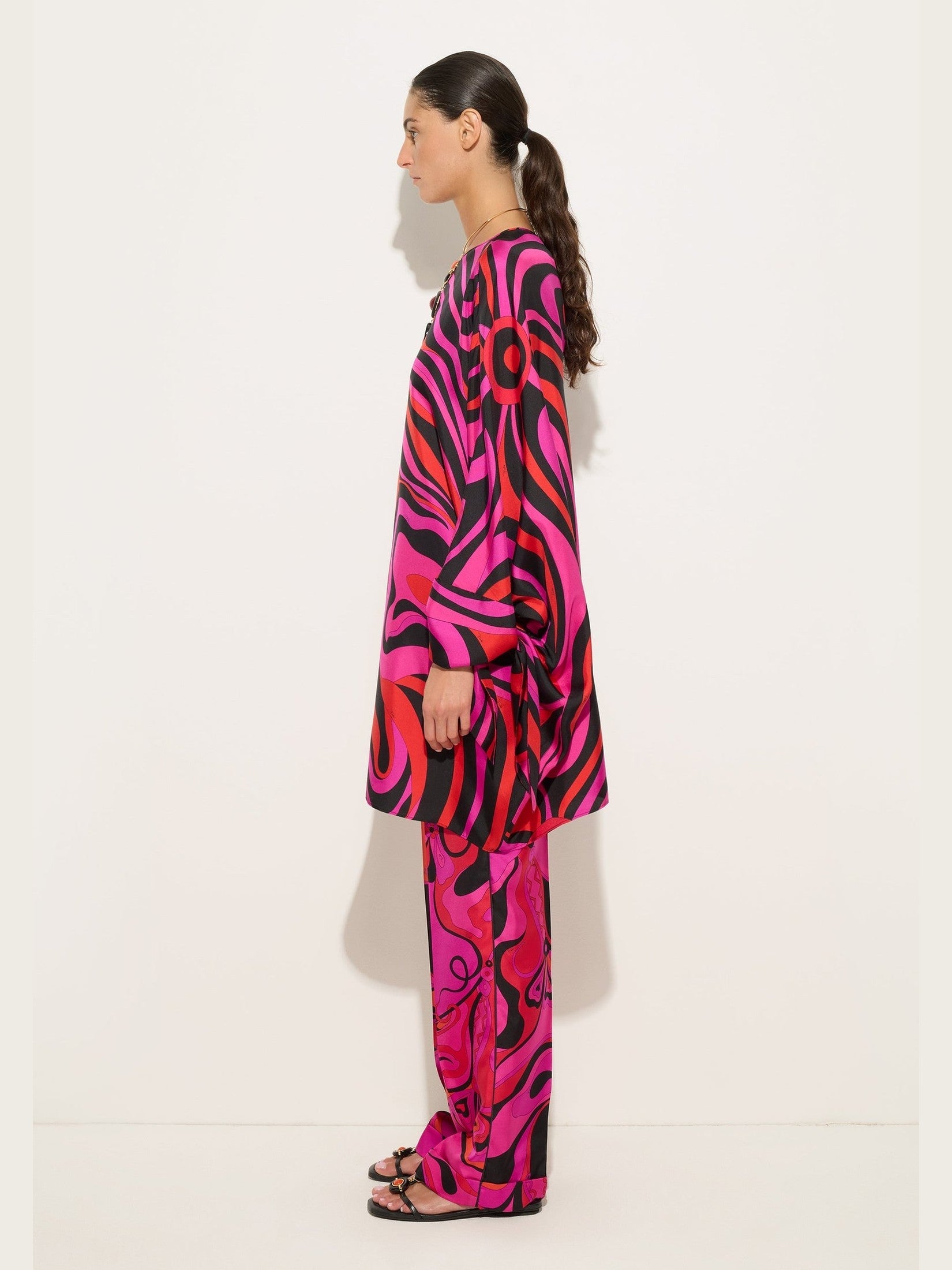 Marmo print silk kaftan