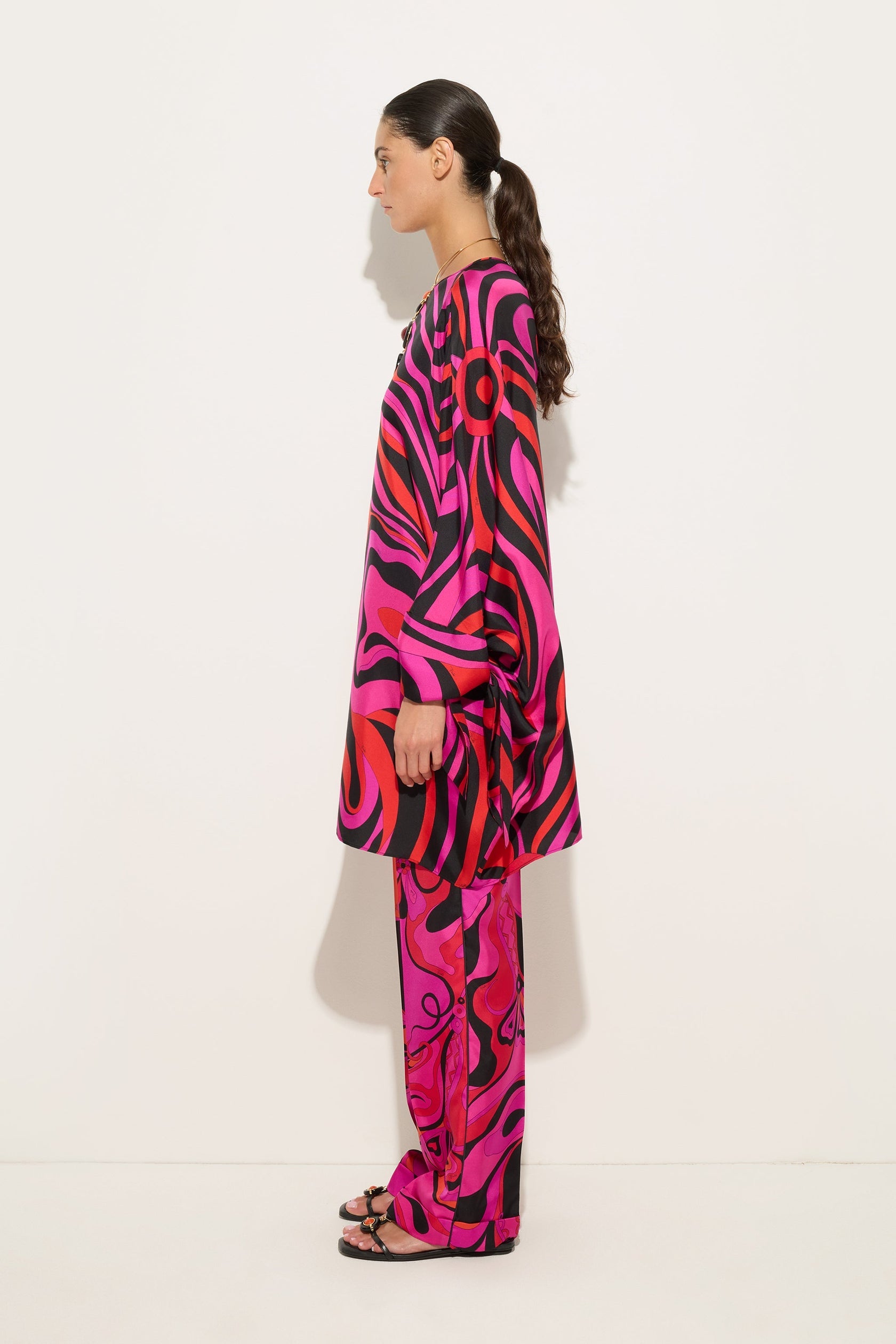 Marmo print silk kaftan