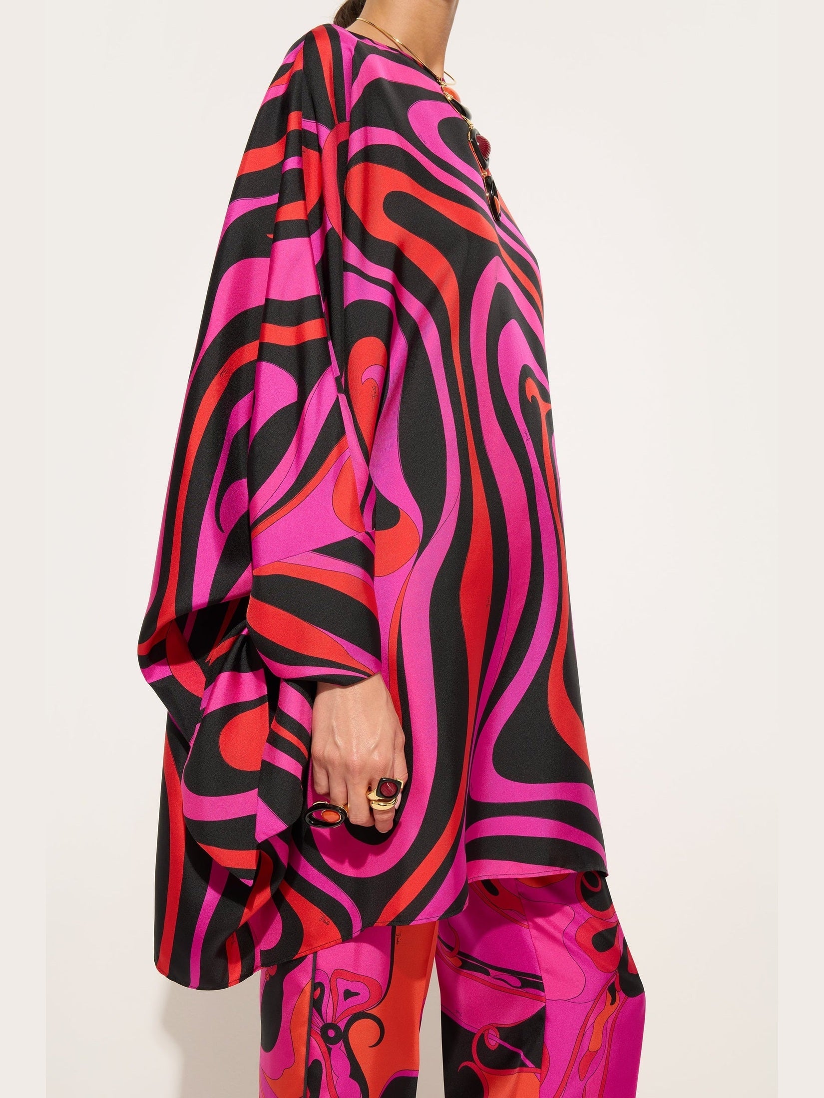 Marmo print silk kaftan