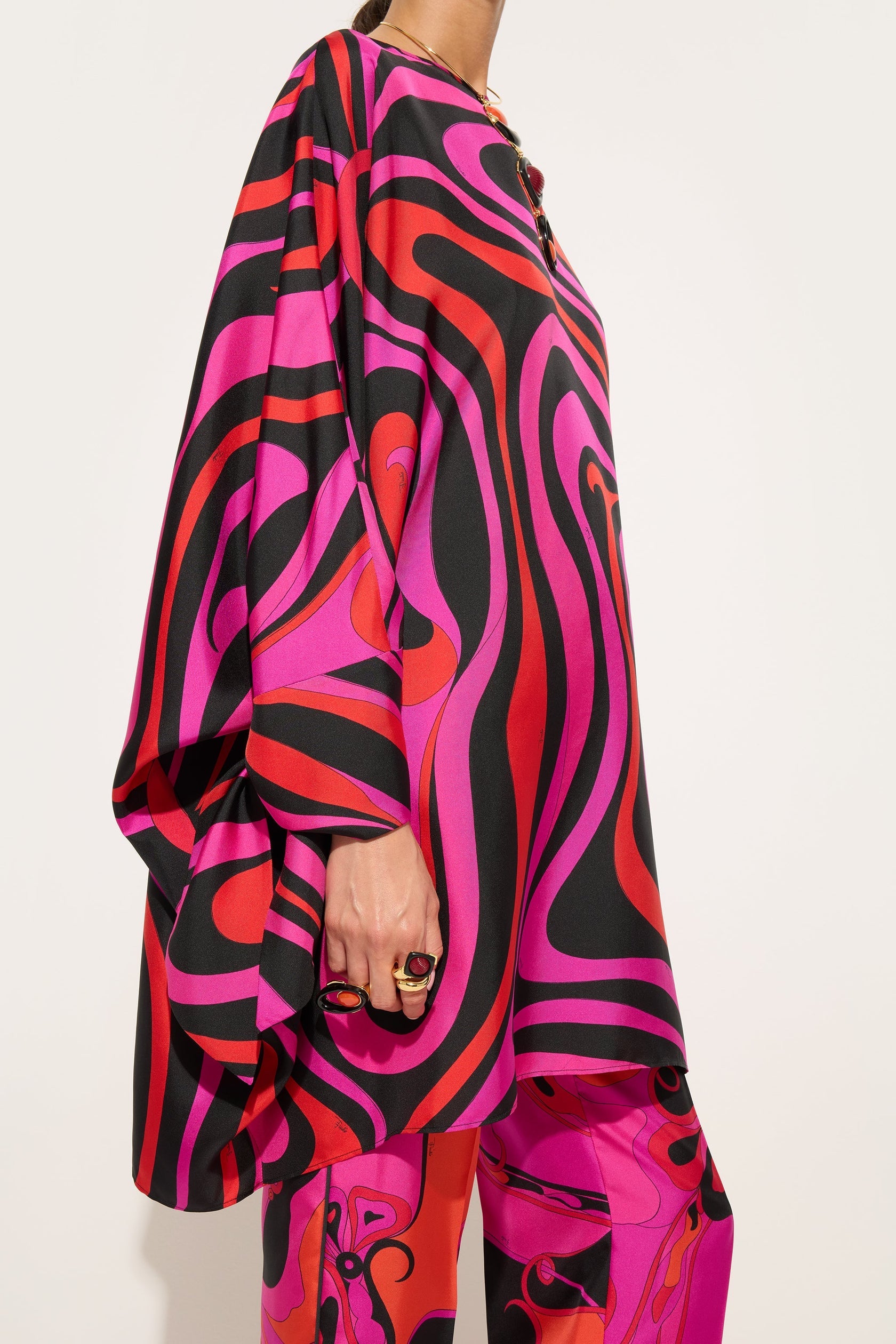 Marmo print silk kaftan