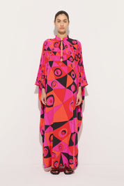 Occhi print silk kaftan
