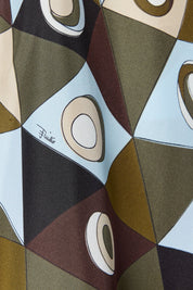 Occhi print silk kaftan with embroidery