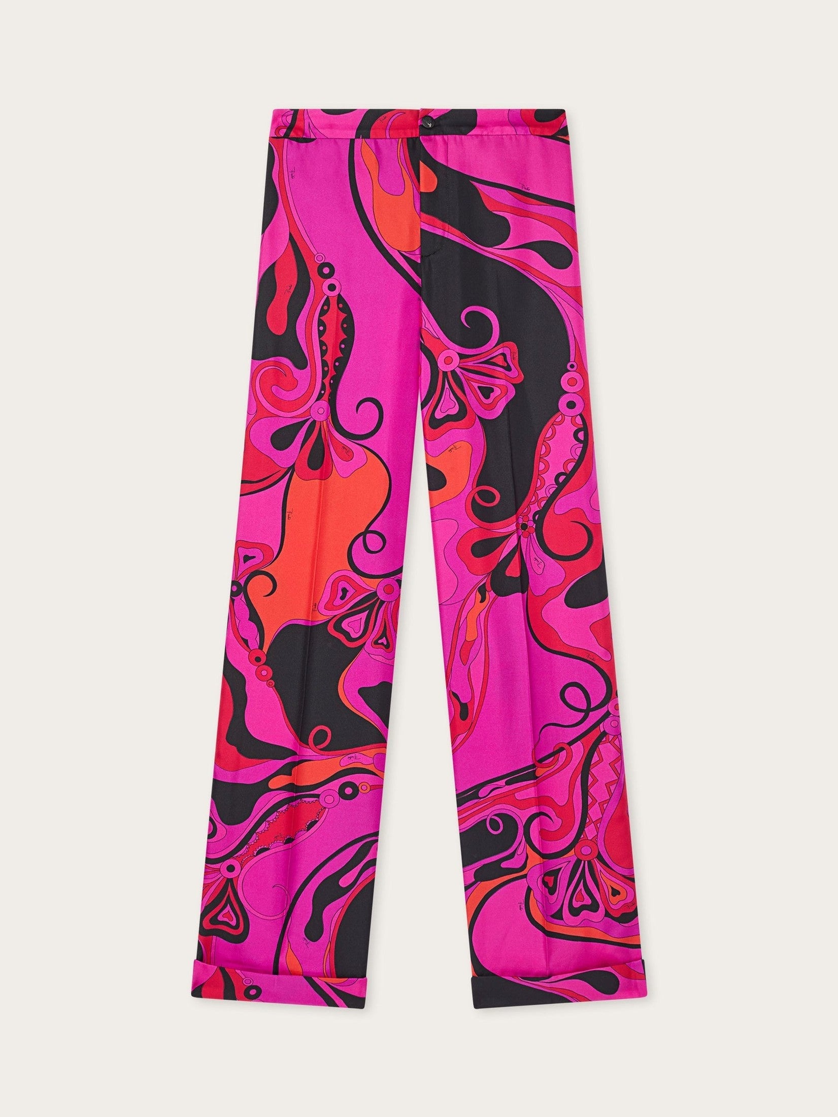 Orchidee print silk pants