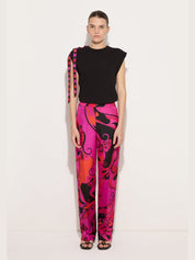 Orchidee print silk pants
