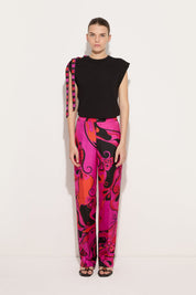 Orchidee print silk pants