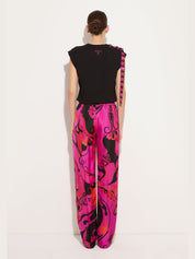 Orchidee print silk pants