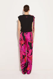 Orchidee print silk pants