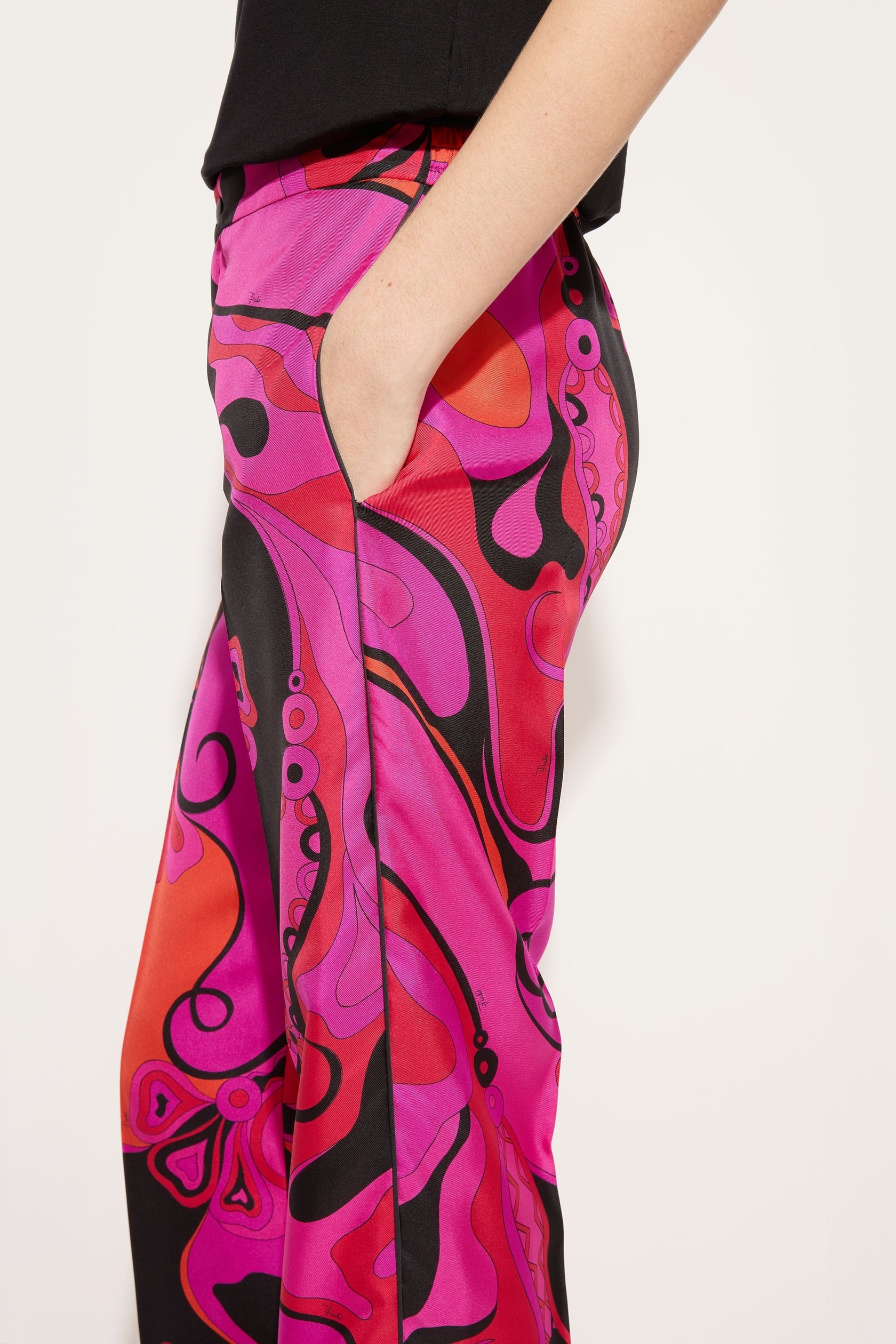 Orchidee print silk pants