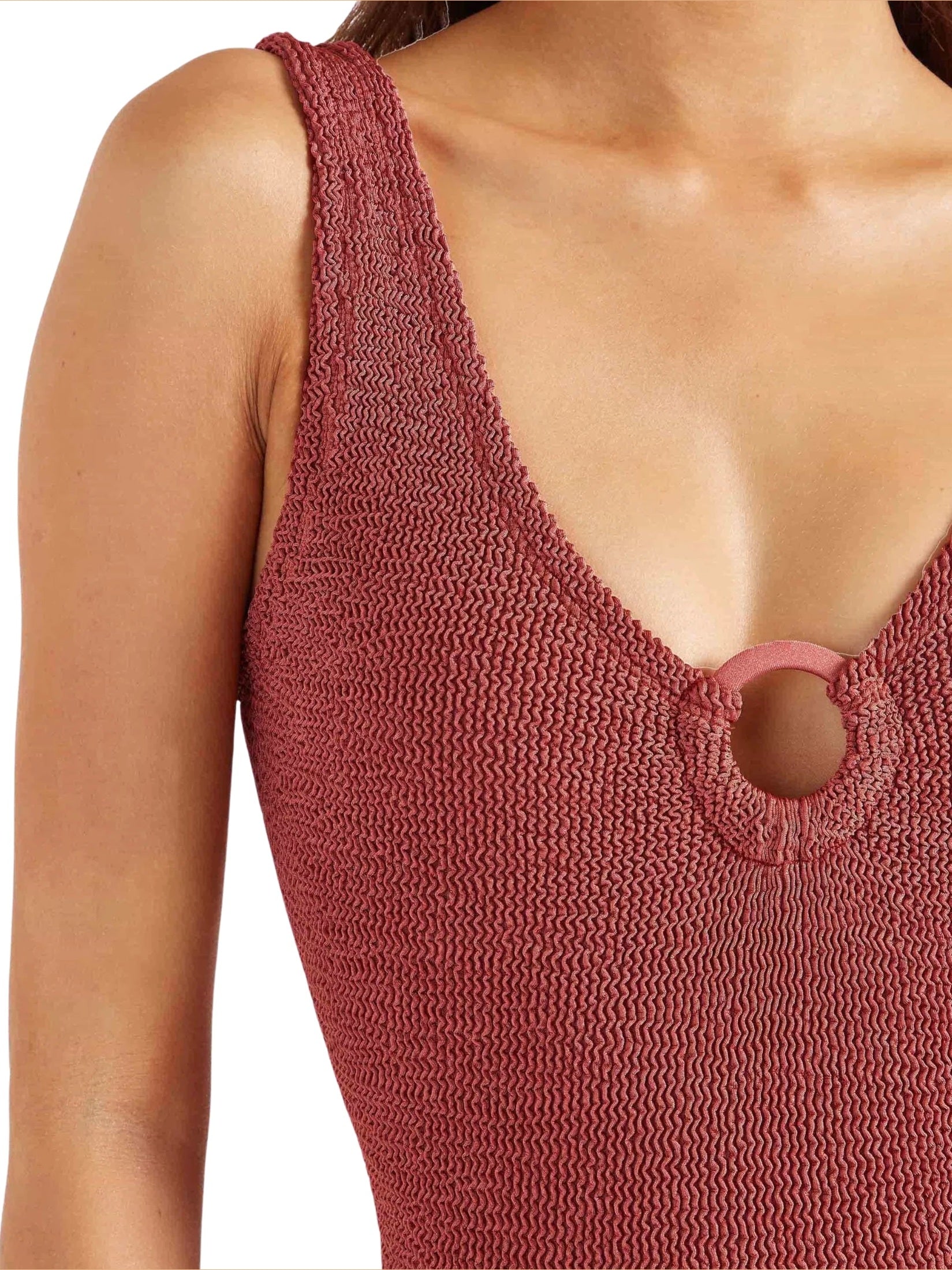 Coverage celine swim with fabric covered hoops - m metallic crinkle metallic rosewood