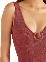 Coverage celine swim with fabric covered hoops - m metallic crinkle metallic rosewood