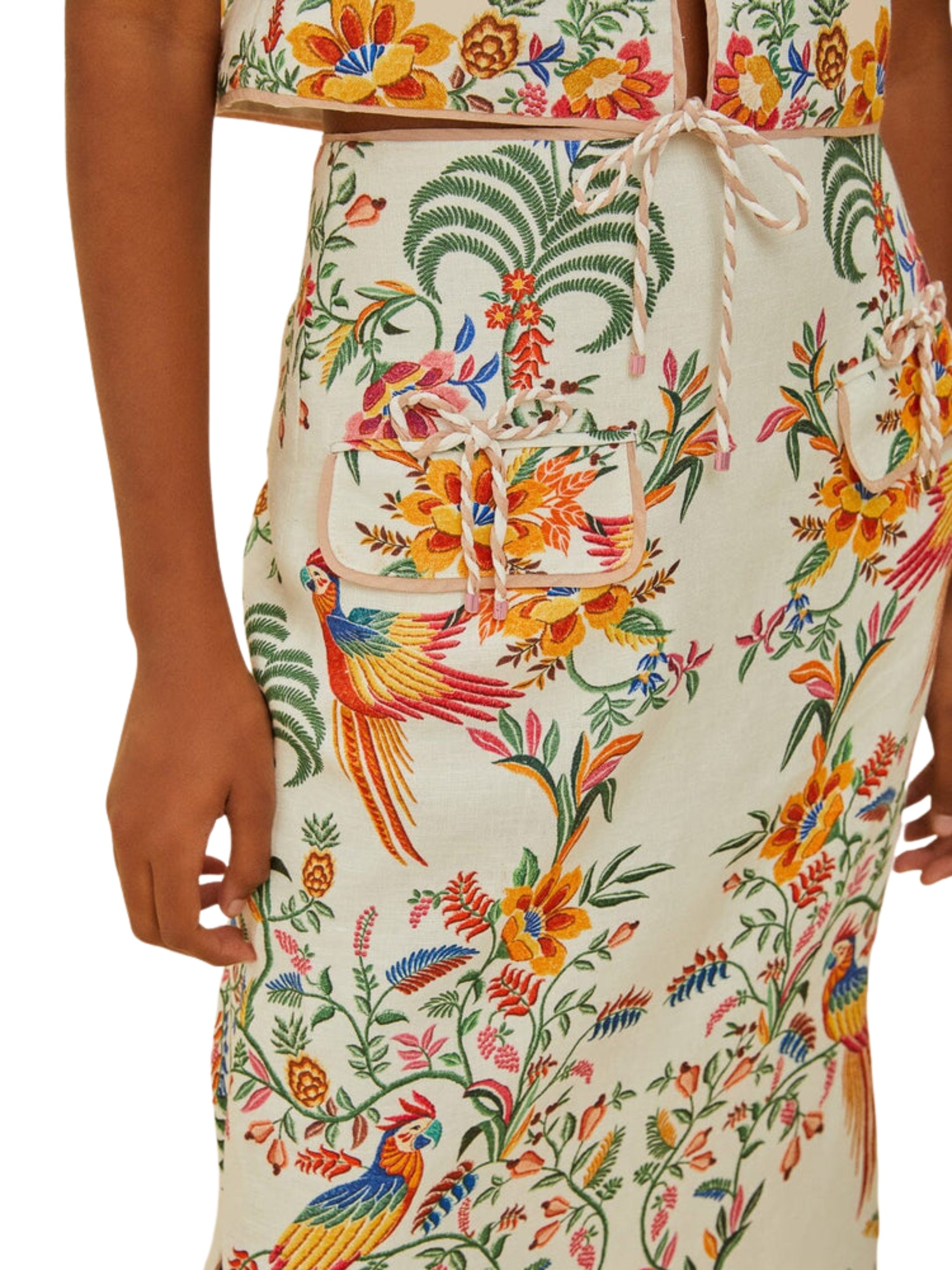 DELICATE FOREST OFF-WHITE MIDI SKIRT