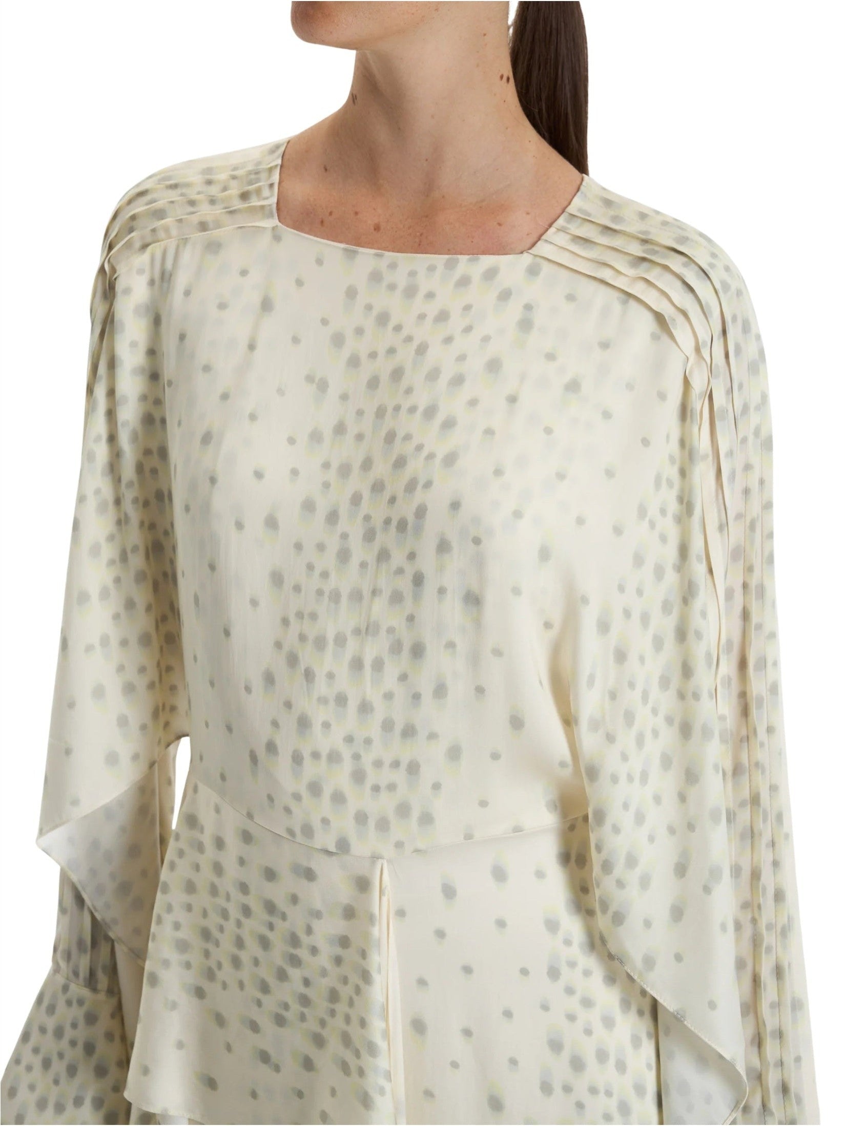 Ecru patterned long dress