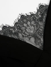 LACE INSERT CREPE COLUMN GOWN