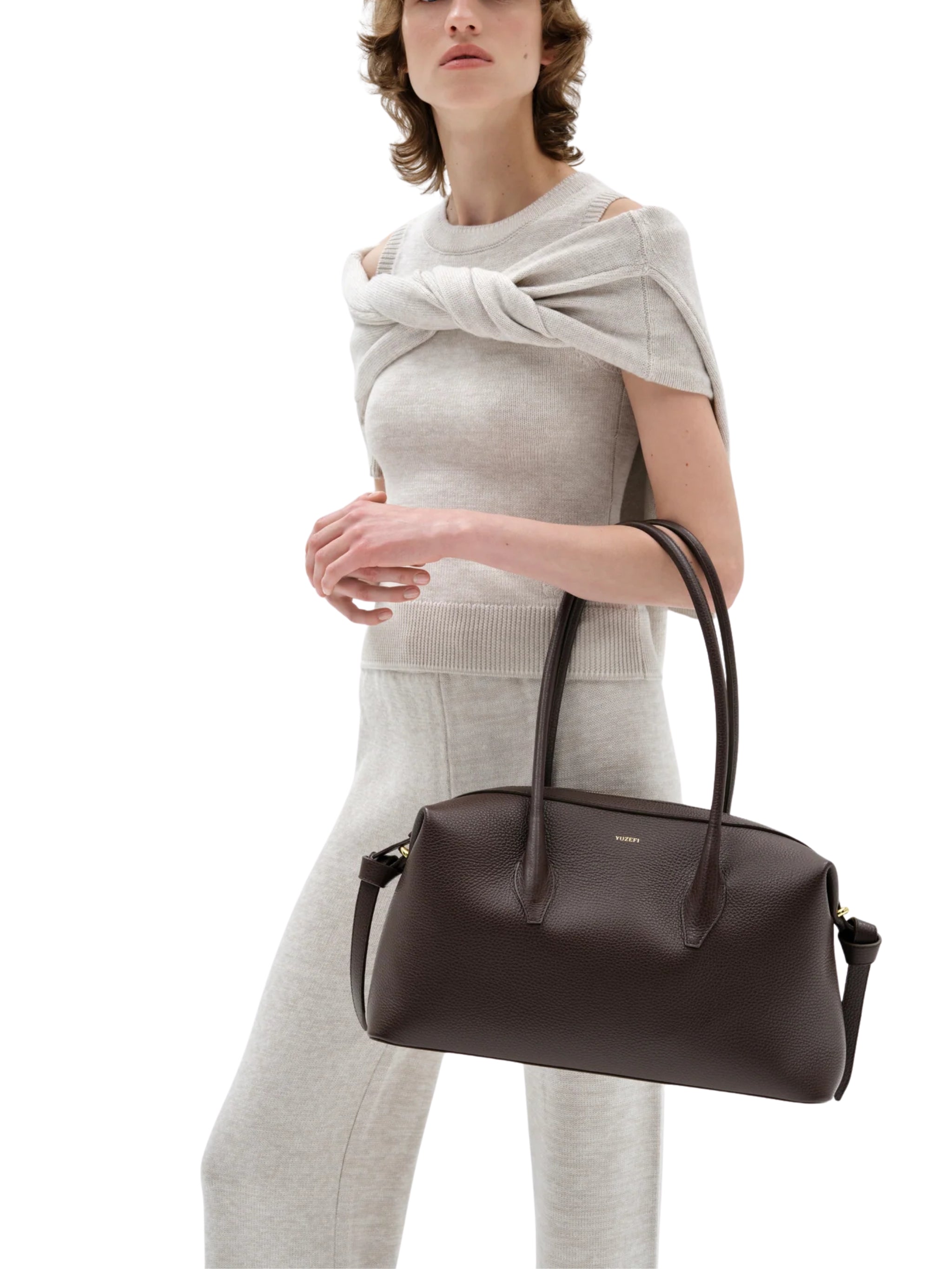 BRIOCHE DUFFLE ESPRESSO PEBBLE GRAINED LEATHER