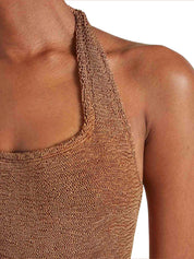Sandy swim - a metallic crinkle metallic cocoa
