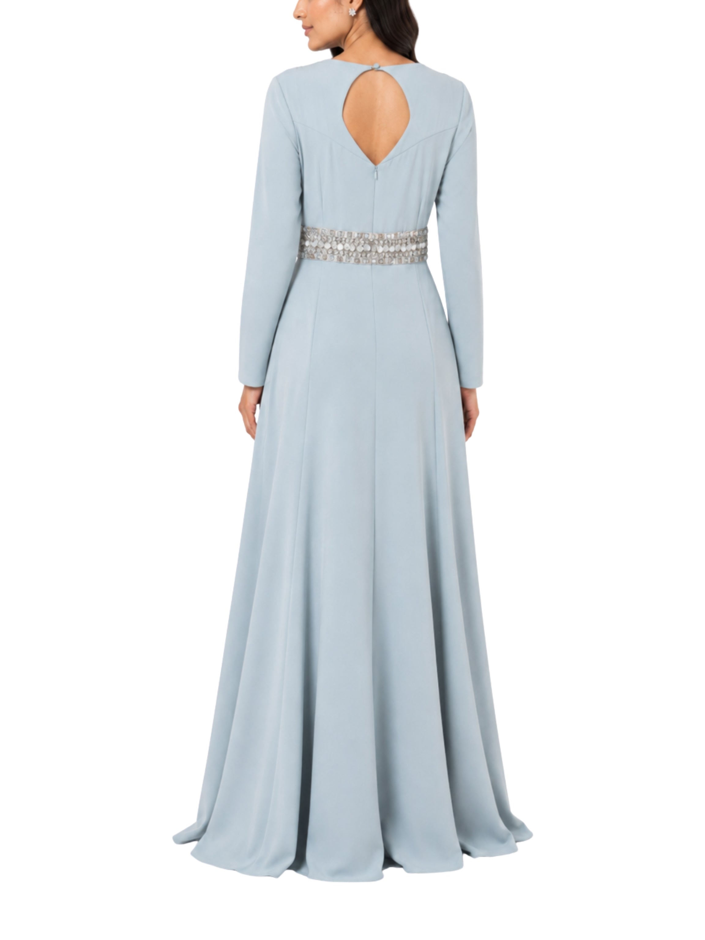 Hand embroiderd chest long sleeves off shoulder dress full cover modest dress fish cut