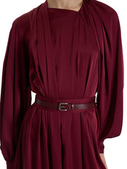 RED BELTED LONG DRESS