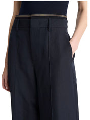 HIGH WAIST RIB TRIM TROUSER