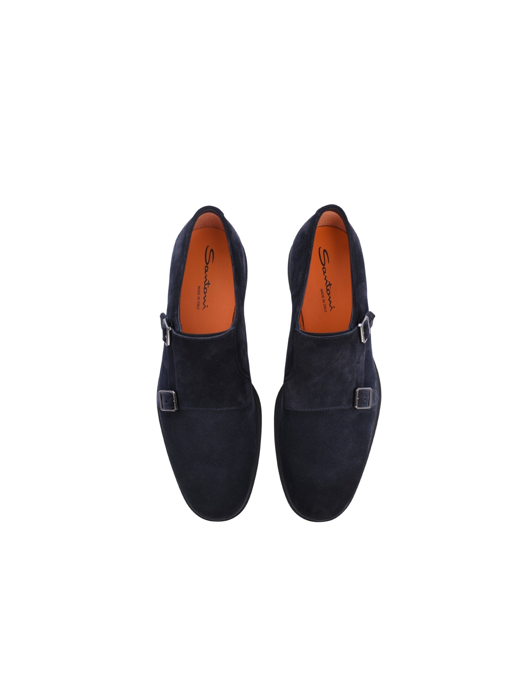 Men's blue suede monk shoes