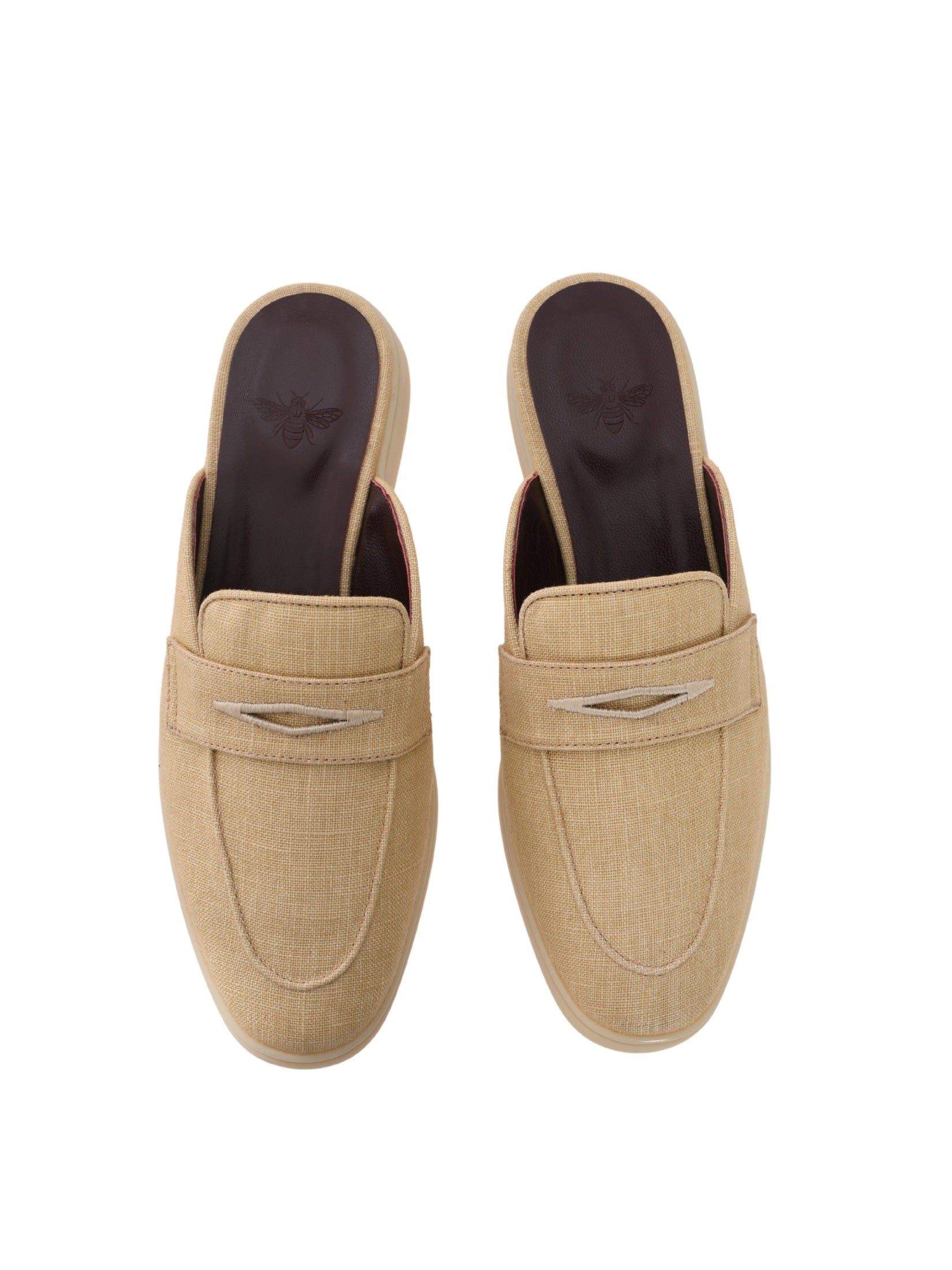 Raffia weave and cotton slippers