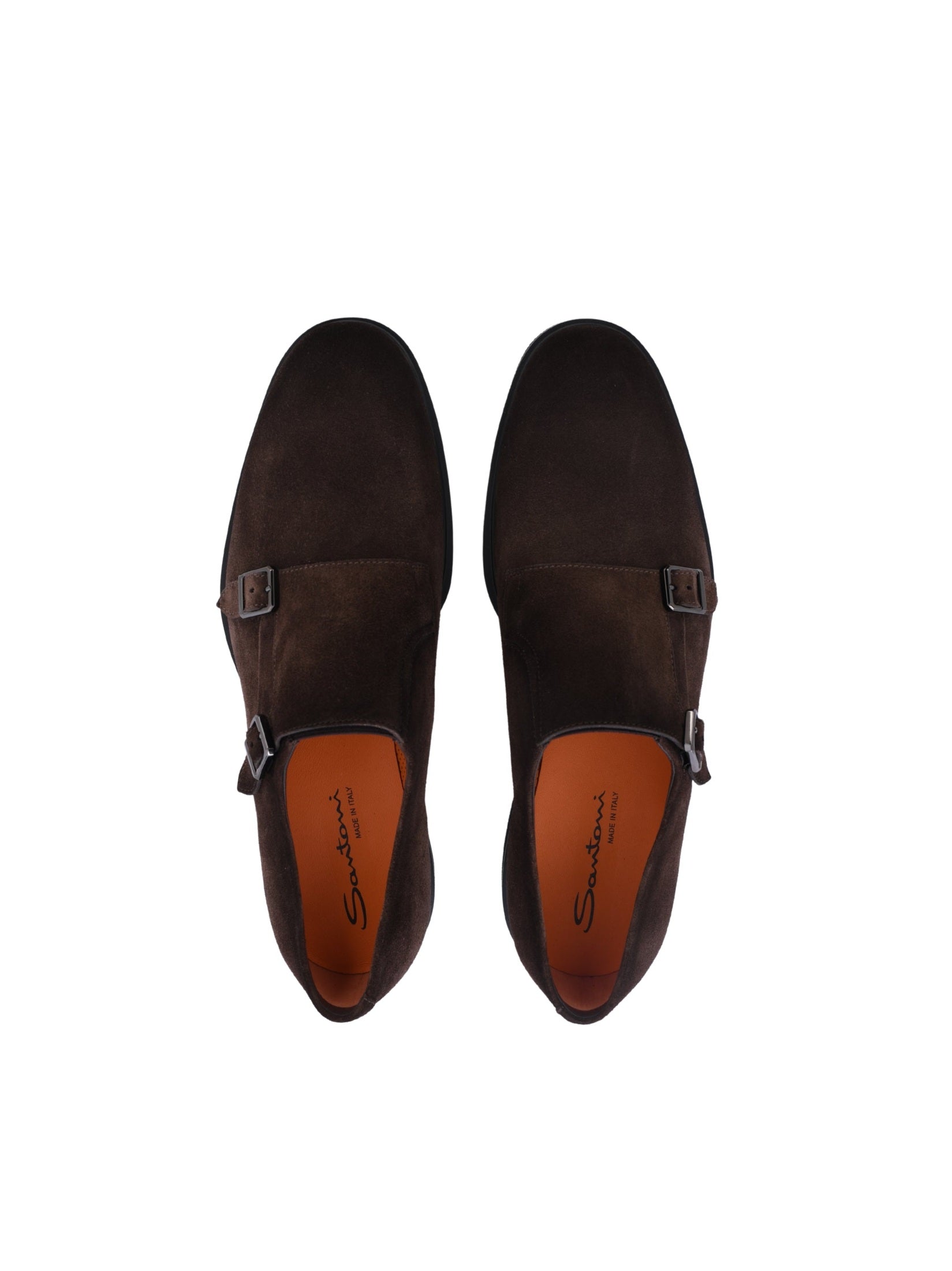 Men's brown suede monk shoes