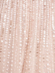 MOONLIGHT SEQUIN CAPE SLEEVE ANKLE GOWN