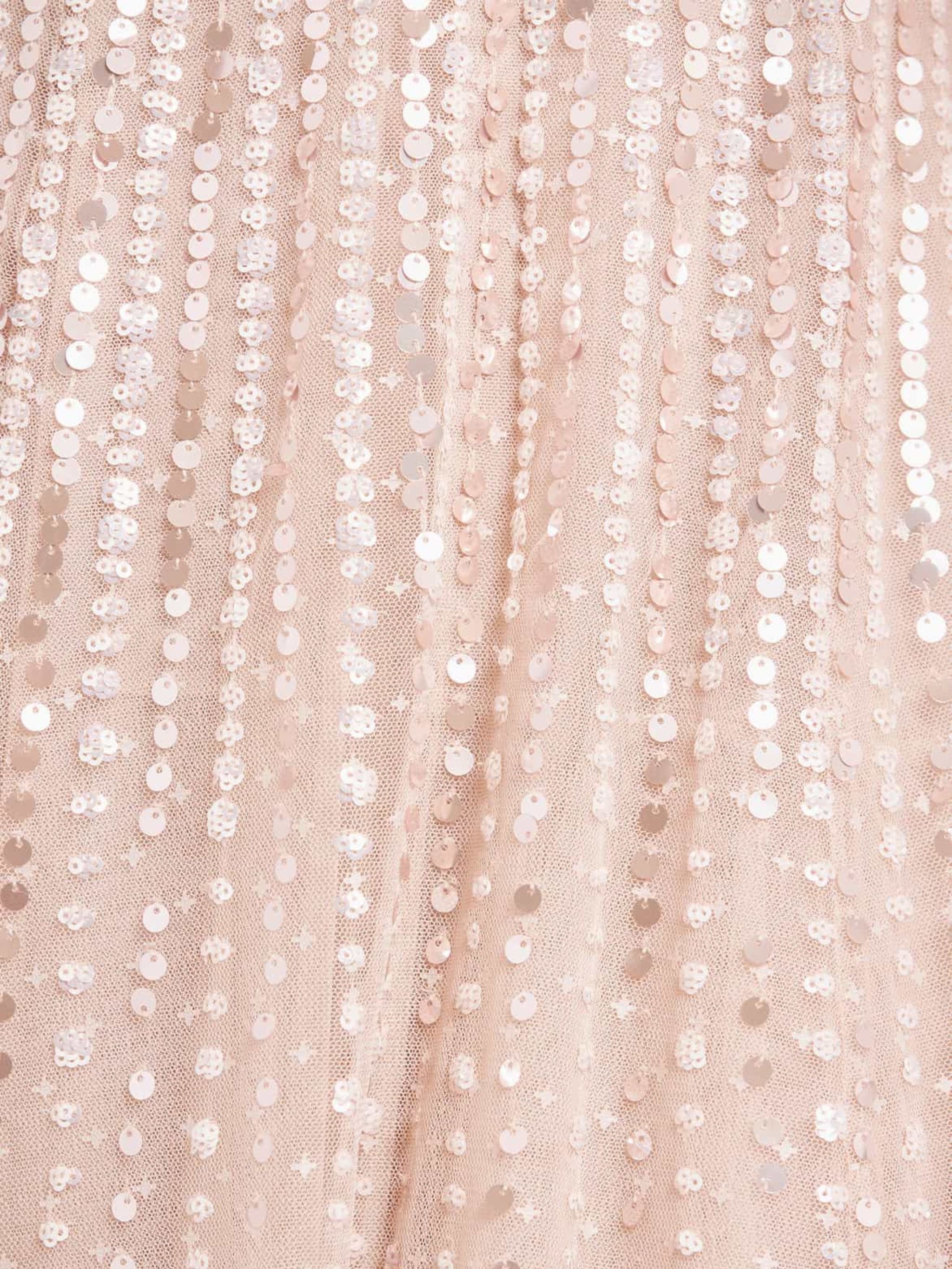 MOONLIGHT SEQUIN CAPE SLEEVE ANKLE GOWN