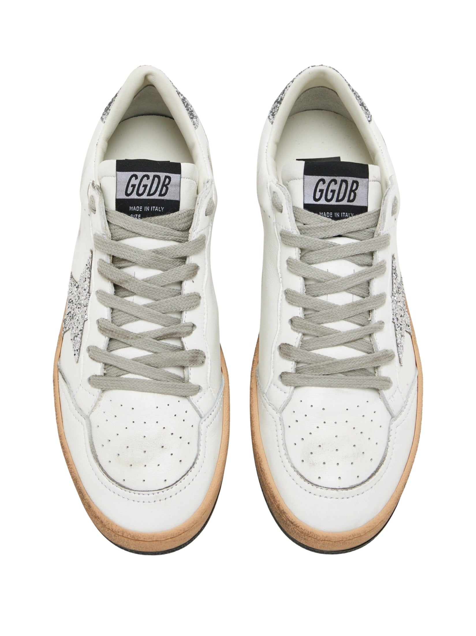 Women's Ball Star in nappa with white star and glitter heel tab