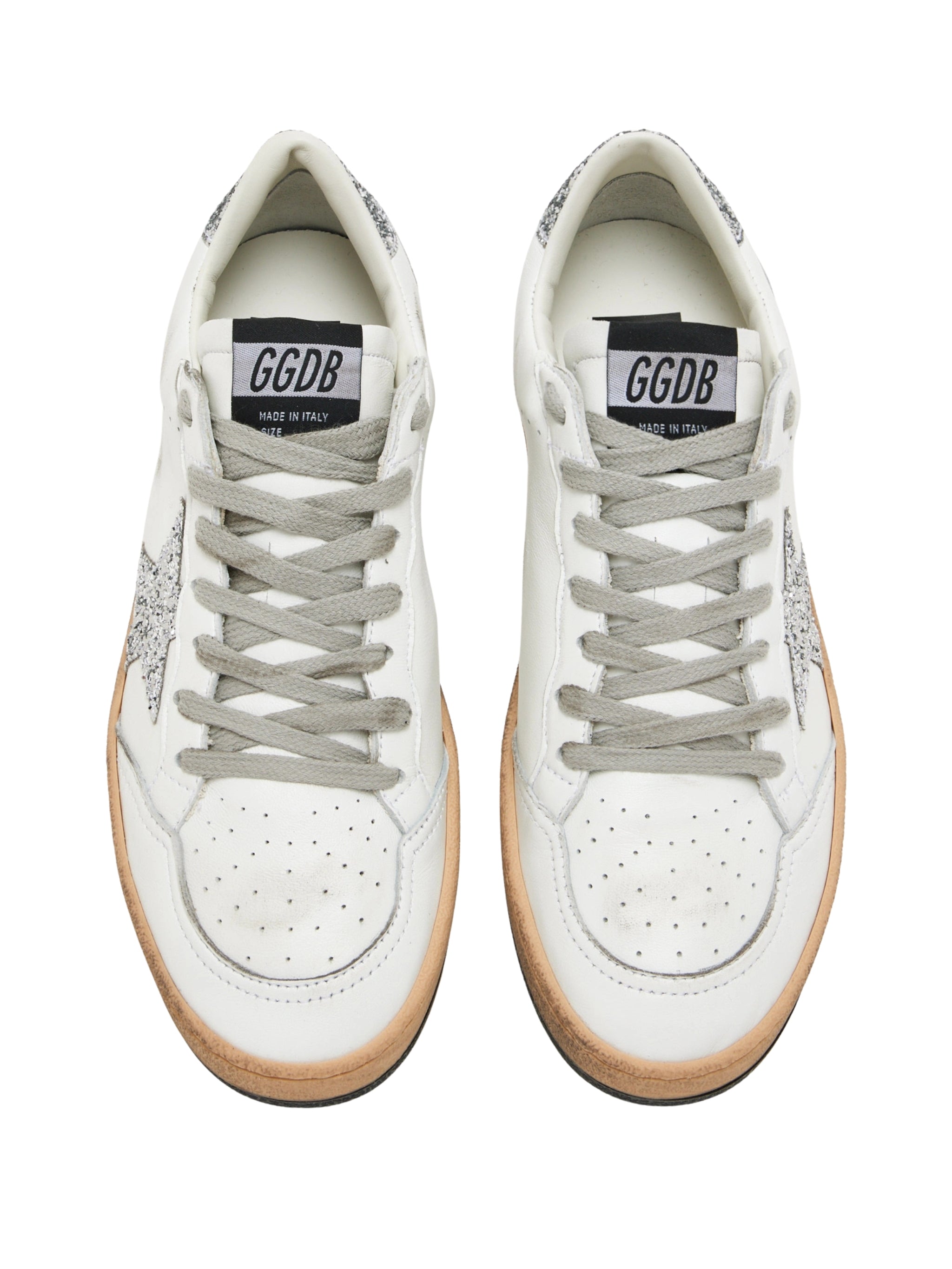 Women's Ball Star in nappa with white star and glitter heel tab