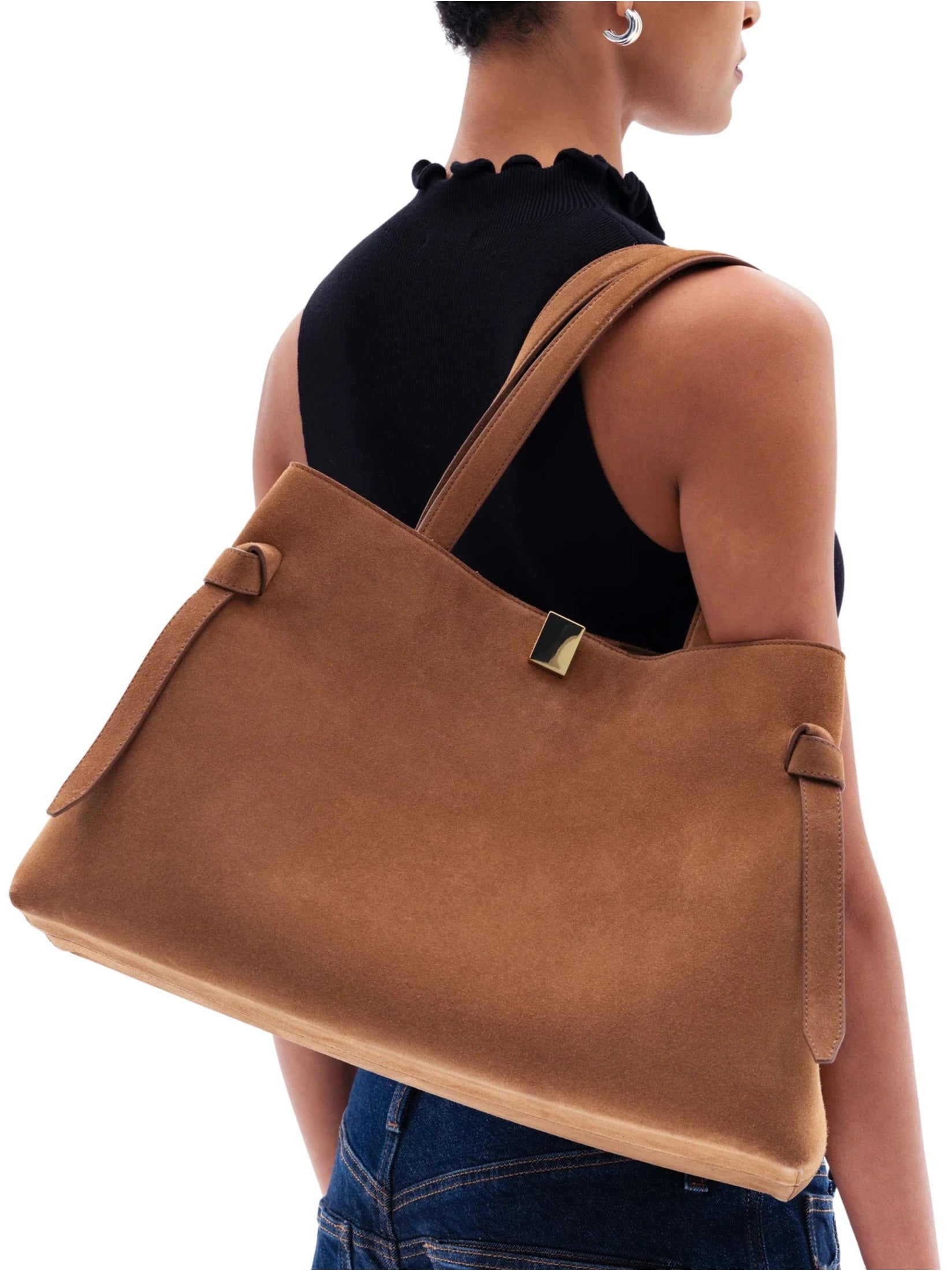 Gyoza tote cognac suede