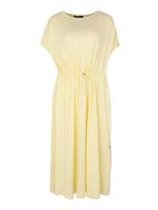 Ribbed jersey sack dress with knit brilliant shoulder detail