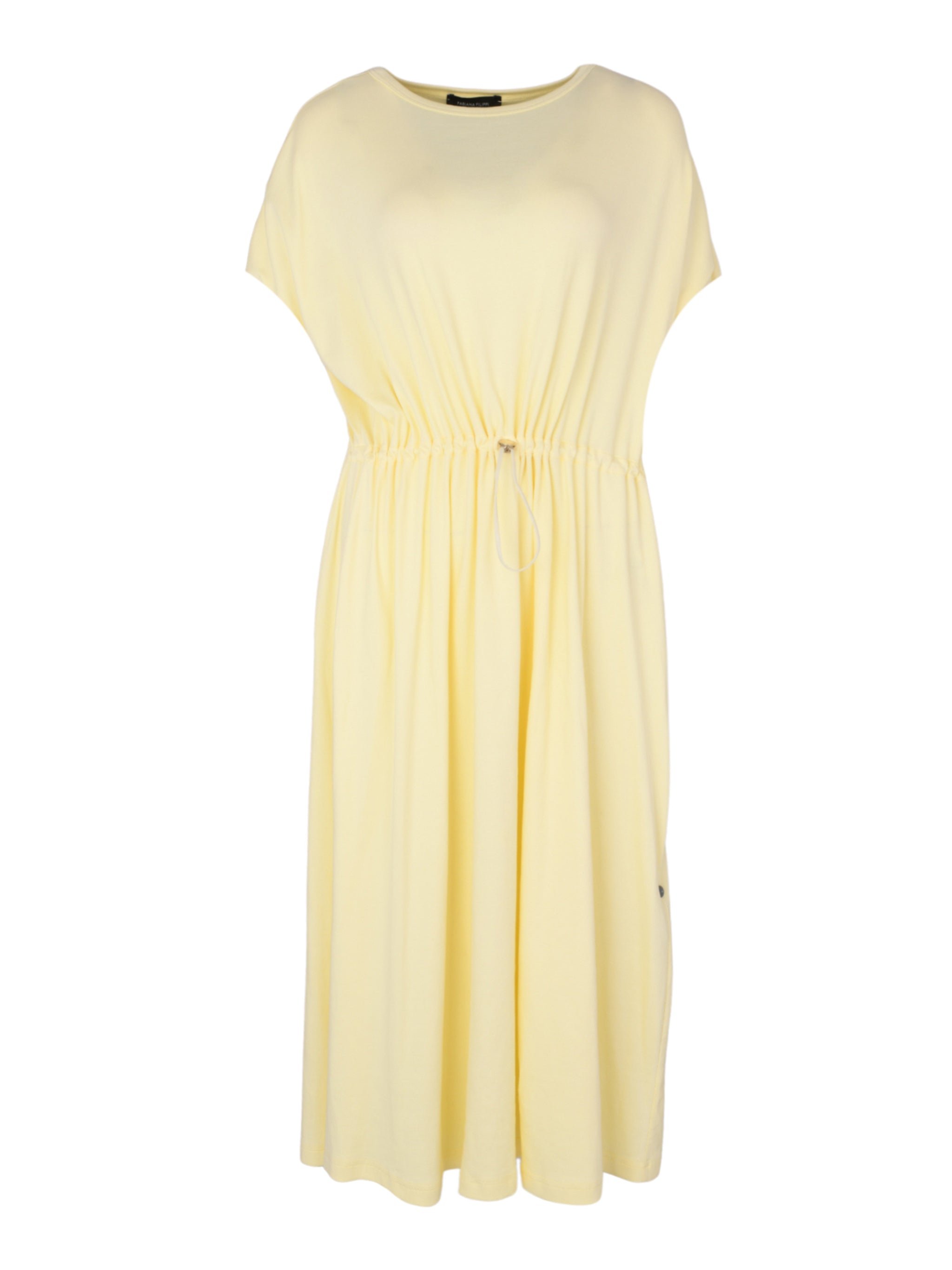 Ribbed jersey sack dress with knit brilliant shoulder detail