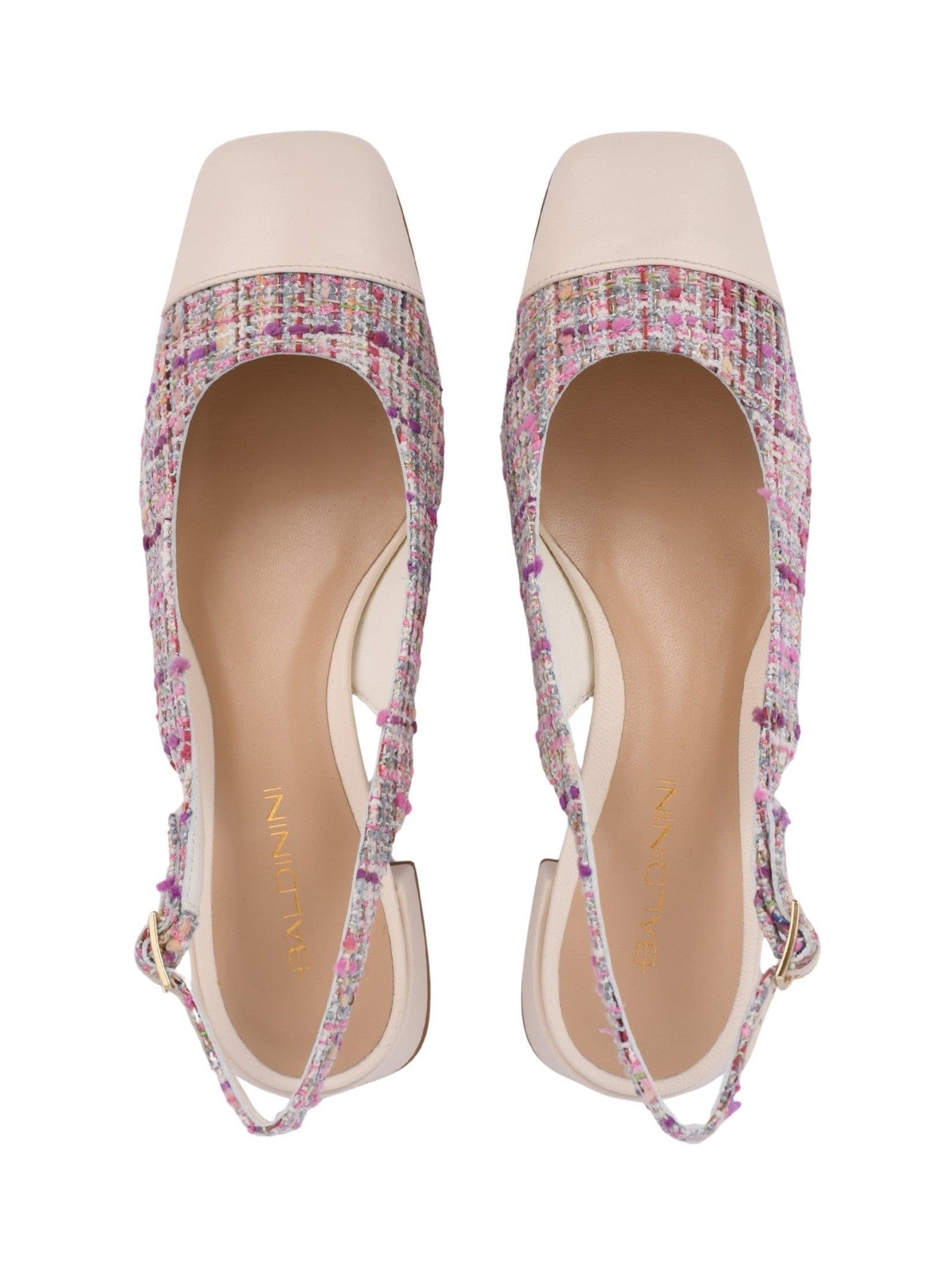 Slingback nappa & tweed off w & multic