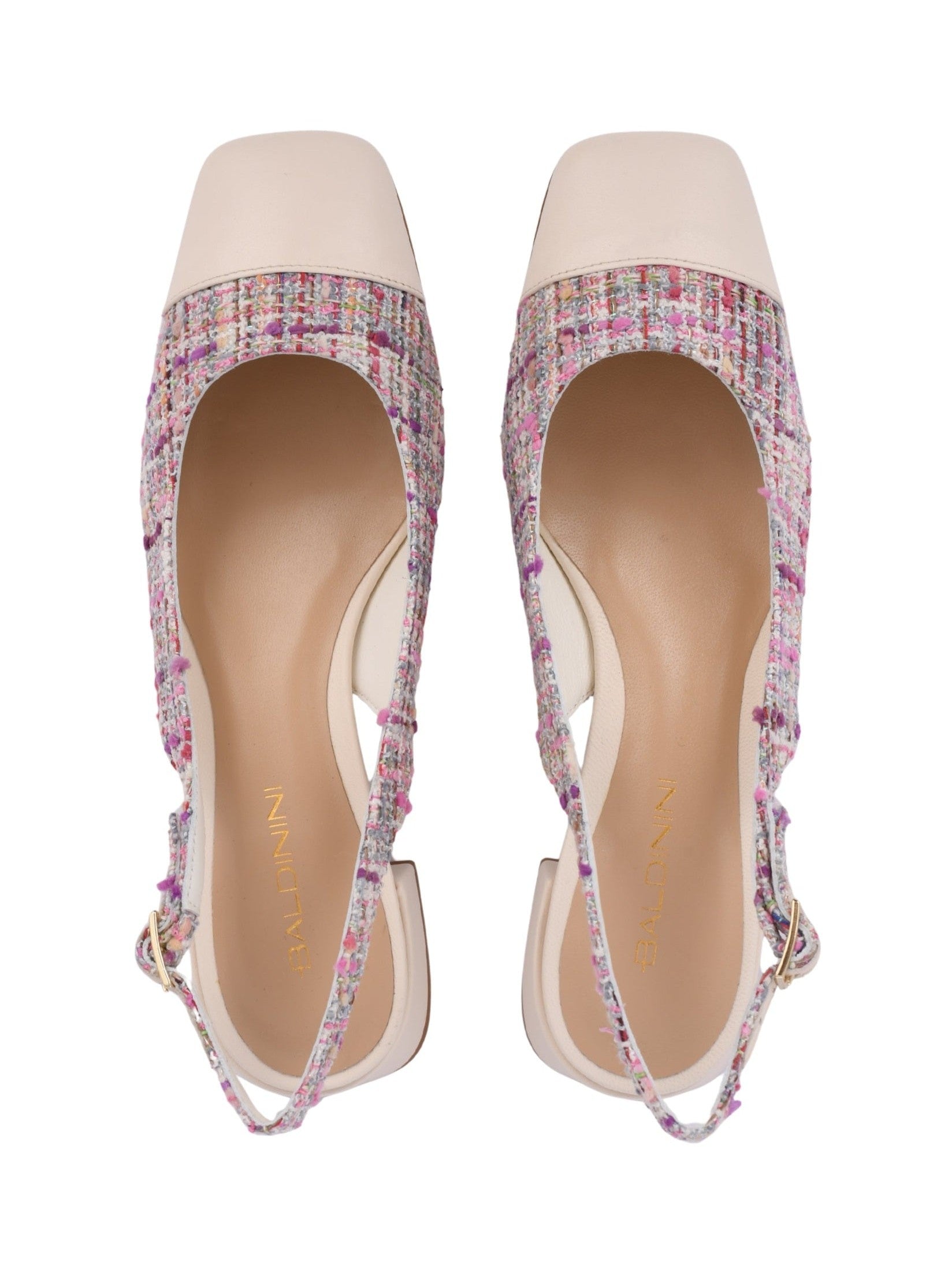 Slingback nappa & tweed off w & multic